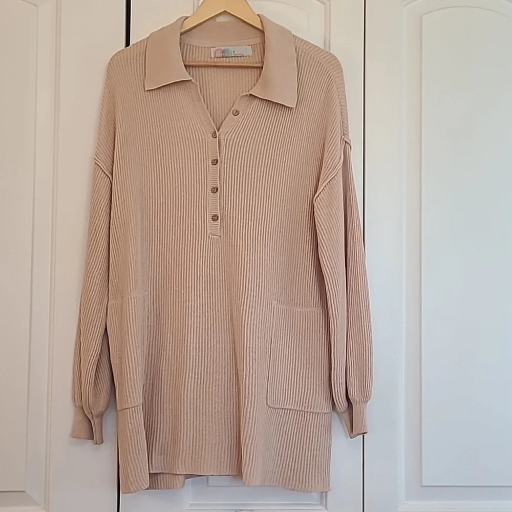 Free People Beach Picnic Sweater Mini Dress Oversized Size S Color: Natural - Picture 2 of 14